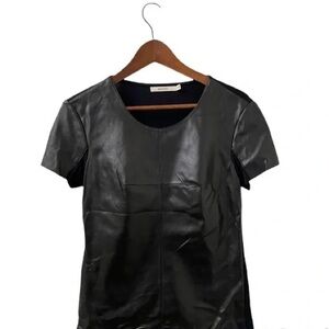 Bailey 44 Faux Leather Tee Black Stretch Jersey Short Sleeve Top
